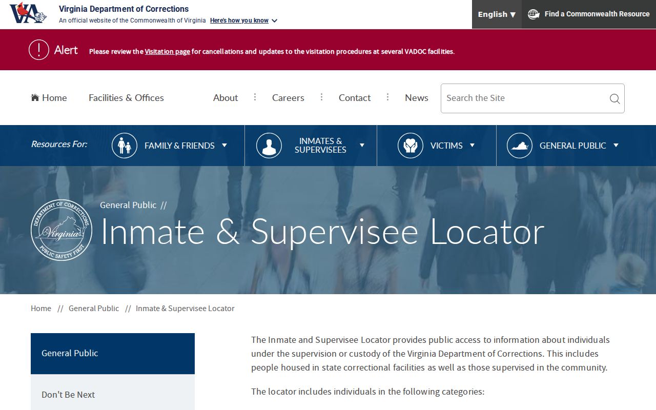 Virginia locator used after a Fairfax County arrest leads to state custody or supervision