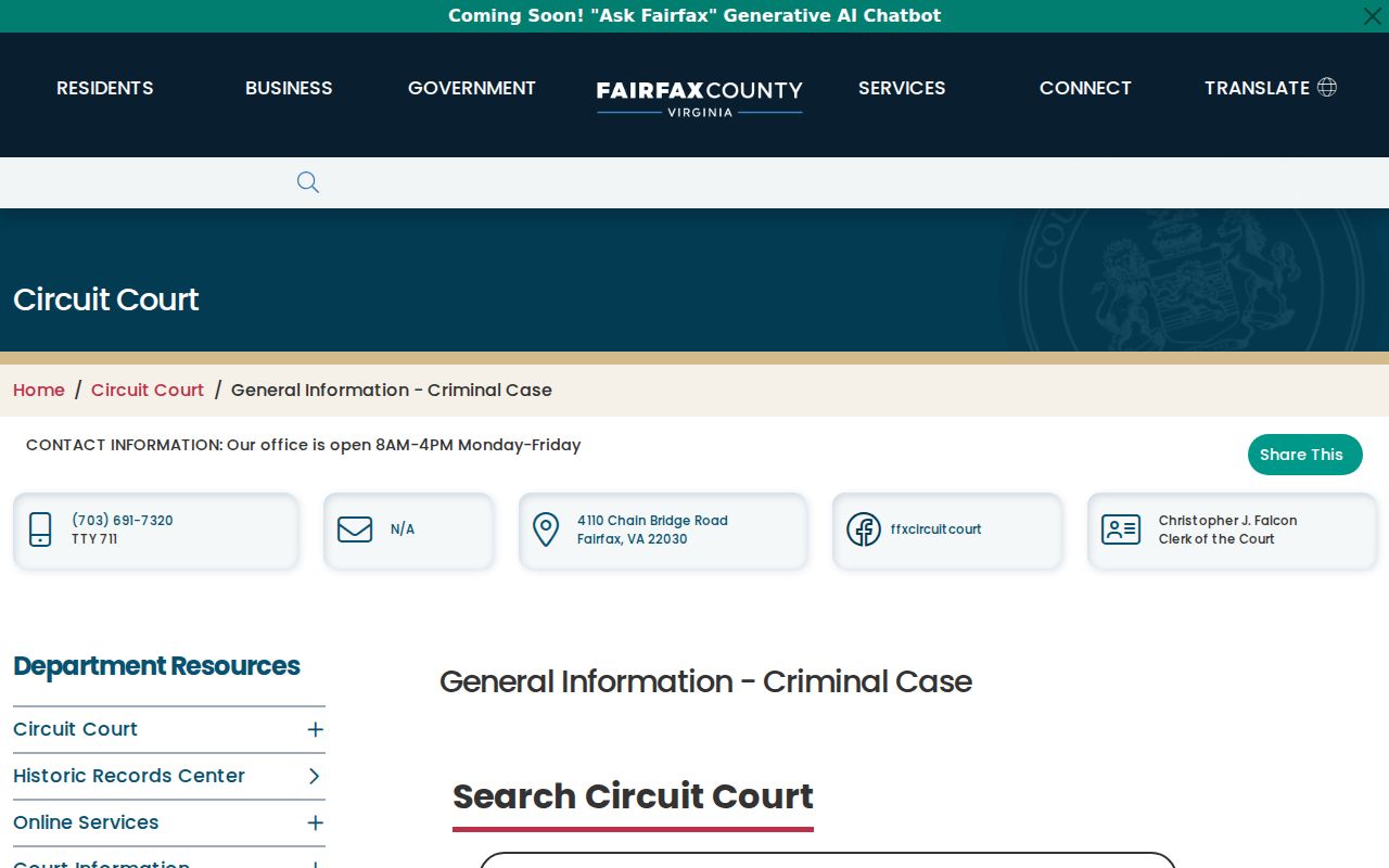 Fairfax County criminal court file review and copy guidance