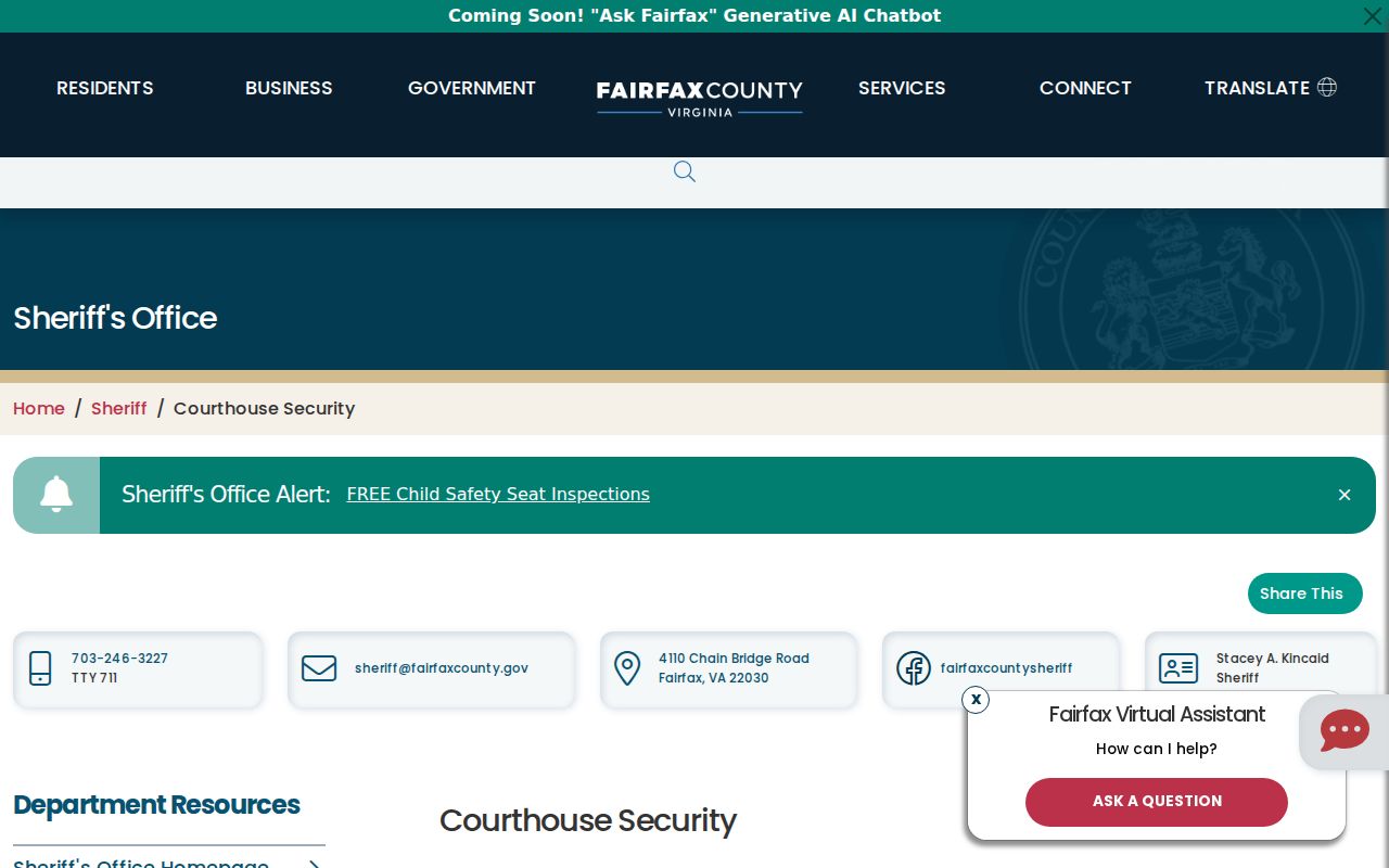 Fairfax County criminal court courthouse security information