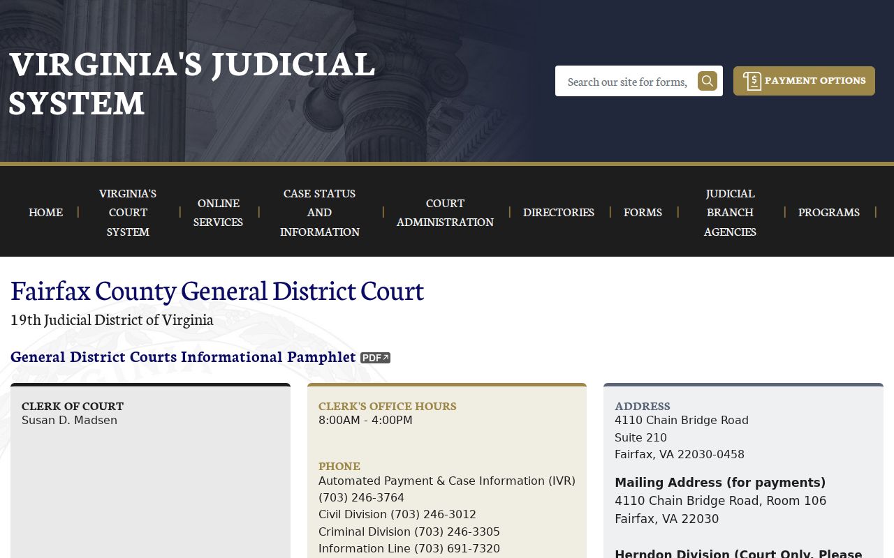 Fairfax County criminal court cases General District Court schedule