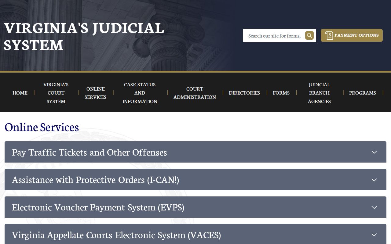 Fairfax County criminal court case search hub